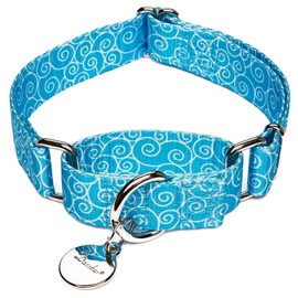 Dazzber Half Check Martingale Dog Collar with Metal Brand Tag - Strong and Anti Pull for Training Walking (Small, Sky Blue)