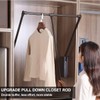 Pull Down Closet Rod for Hanging Clothes, Retractable Wardrobe Hanger