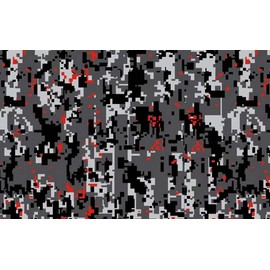 Sky Auto INC Digital Grey RED Camouflage Vinyl Car Wrap Film Sheet + Free Cutter & Squeegee (4" x 8" / Sample Size)