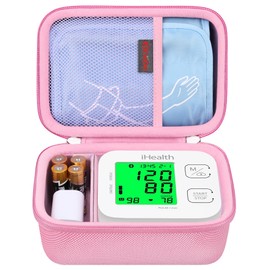 Elonbo Elonbo Carrying Case for iHealth Track Smart Upper Arm Blood Pressure Monitor, Wireless Bluetooth Blood Pressure Monitor Travel Protective Bag Storage Holder, Mesh Pocket fits Range Cuff, Pink