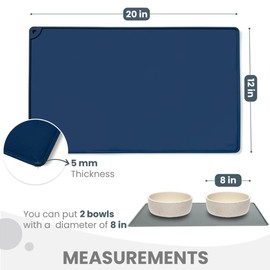 WePet Dog Feeding Mat, Non-Slip Waterproof Silicon Pet Feeding Mat, Dishwasher Safe, Stop Food Spills and Water Bowl Messes, for Dogs, Cats, 20 x 12 Inch, Ocean Navy