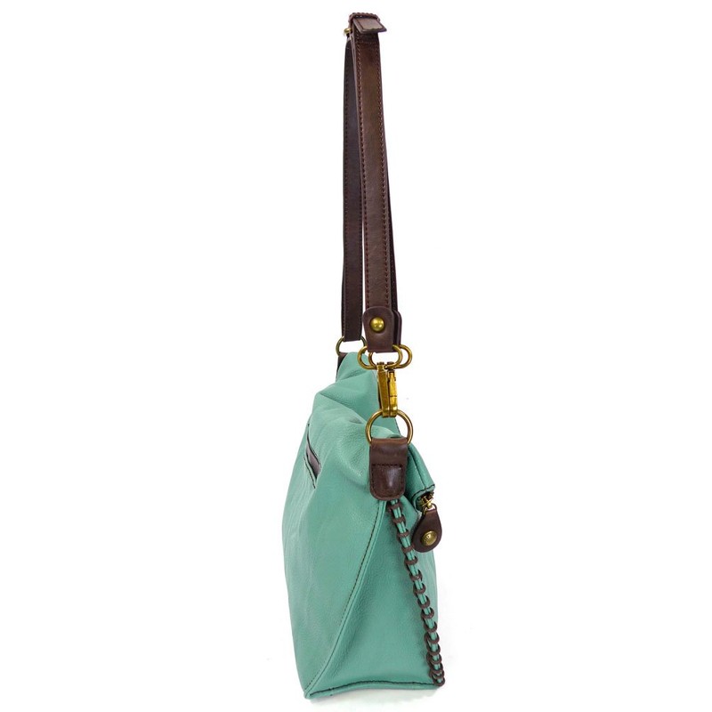 Chala Charming Teal Crossbody Bag With Flap Top and Zipper