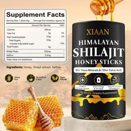 XIAAN XIAAN Shilajit Honey Sticks for Men & Women, Pure Himalayan Honey Shilajit with 85+ Trace Minerals, 75%+ Fulvic Acid for Energy Boost, Immune Support 30 Sticks