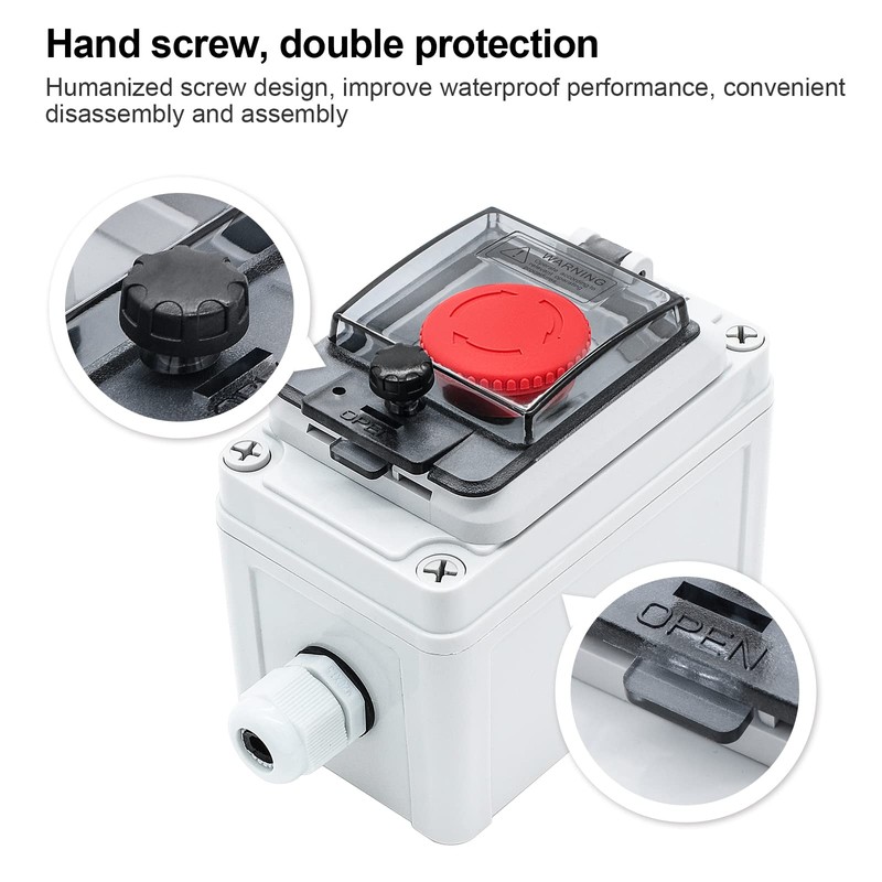IP67 Button Switch Outdoor Waterproof Box Red Button Emergency Stop