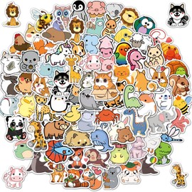 100 Pcs Animal Stickers for Kids - Cute Animal Stickers Cute Gifts for Girls Boys - Waterproof Vinyl Sticker for Kids Waterbottle Laptop Guitar Classroom Prizes for Elementary Students
