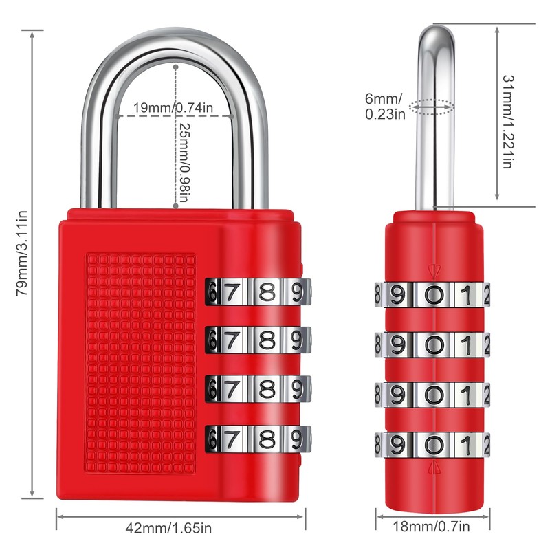 ZHEGE Padlock with Combination Code, Combination Lock, 4 Digit, Locker