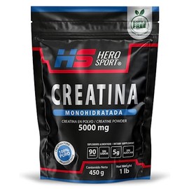 HEROSPORTS | Creatina Monohidratada de Alta Pureza 450g en Polvo. 5g de Creatina por Porción, 100% Pura, 100% Natural, 0 Azúcar, Sin Sabor, Sin Olor, Bottle Free, Incluye Cuchara Medidora.