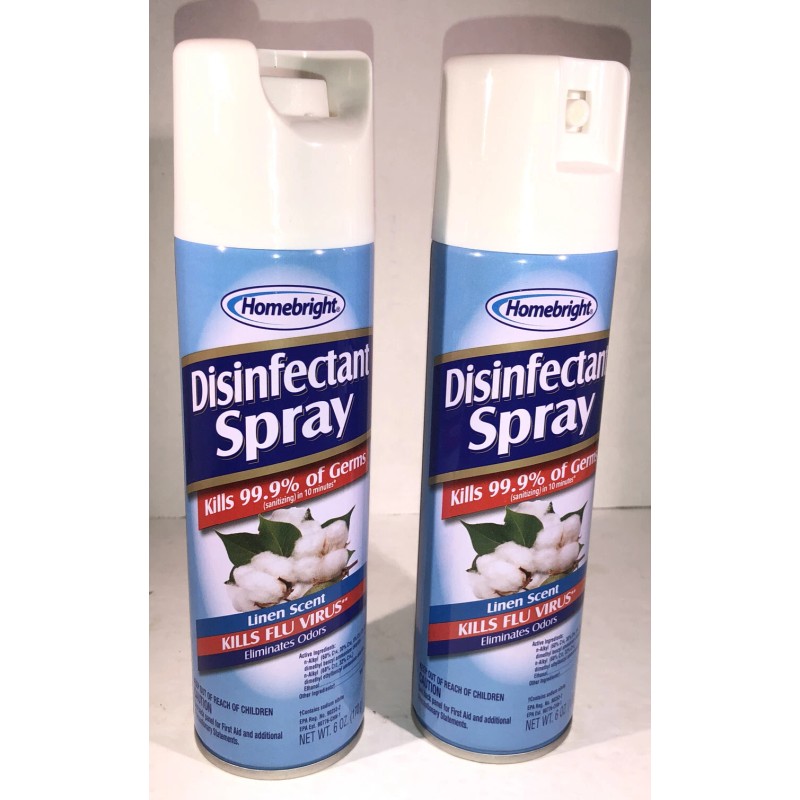 Homebright 2ea 6oz Cans Homebright Spray Linen Scent Kills 99.9%