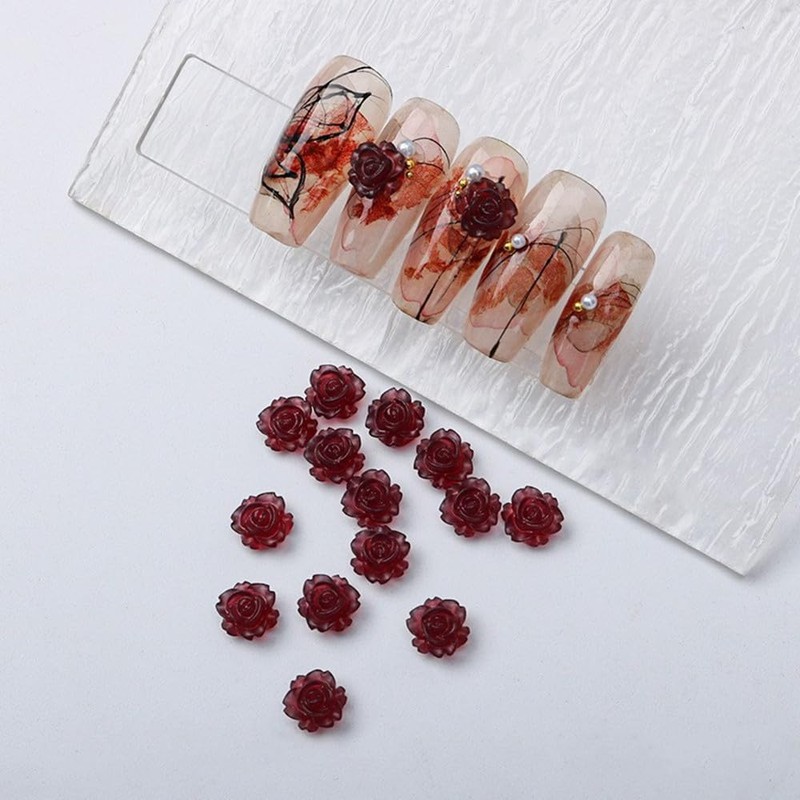 花 ネイルパーツ 6mm 8mm 6色 約90個セット 3D 立体 可愛い お花パーツ