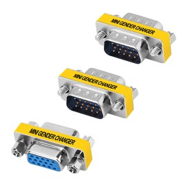 Adaptador VGA de 15 pines, paquete de 3, conector VGA SVGA macho a hembra, acoplador hembra a hembra, extensor macho a macho, HD15 mini cambiador de género compatible con 1080P Full HD para laptop, PC