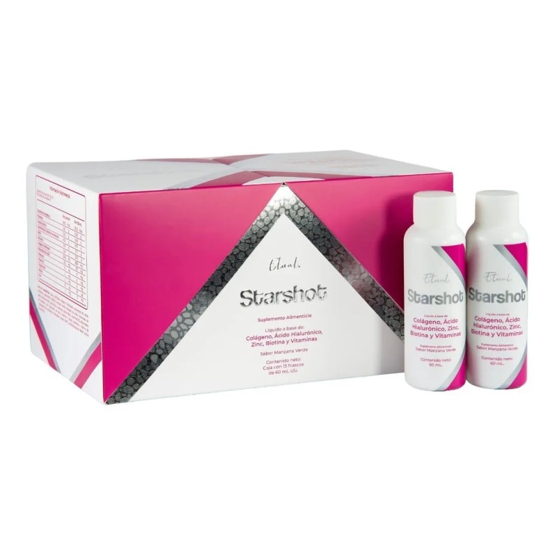 Starshot Colágeno Hidrolizado, A. Hialurónico, Biotina 15pzs Sabor Manzana verde