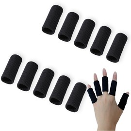 TANGRUl 指サポーター 10個セット ブラック 親指サポーター ばね指サポーター スポーツ用 手指保護 関節サポーター 伸縮性フィンガースリーブ