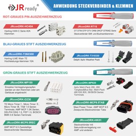 JRready JRconDRK21A10-02 Pin Tool Kit Release Tool with Protective Case Compatible with German DT Series/Metri-Pack Series/TE Micro Timer Series/AMP MCP/Weather Pack/Harting/WAIN Series