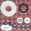 Whaline 1000Pcs Merry Christmas Stickers 1.5Inch Red Black Buffalo Plaid