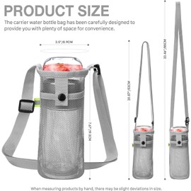 2 Pcs Mesh Water Bottle Holder with Adjustable Shoulder Strap - Water Bottle Sling, Beach Bottle Bag - Ideal for Sports, Gym, Hiking, Camping, Walking, and Travel Essentials (Black/Grey)