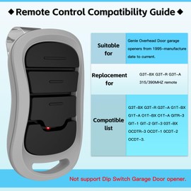3 for Genie Intellicode Garage Door Opener Remote G3T-BX G3T-R, for All Genie Intellicode and Overhead Door CodeDodger Garage Door Openers, 3-Button, Keychain/Visor, Learn Button