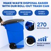 PLASTIC PRINCE 50 Gallon Trash Can, Blue Outdoor Garbage Can,
