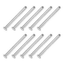 PATIKIL 8 x 90mm Single Hole Clevis Pins, 10 Pieces 304 Stainless Steel Flat Head Pin for Hitch Pin Lock Link Hinge Systems, Silver