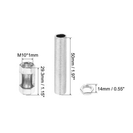 PATIKIL M10 Fine Thread Lamp Pipe Repair Parts Kits, 20 Pcs M10×30 Metal Hexagon Open Coupling Nut with Threaded Pipe and Hex Nut for Light Extension Rod