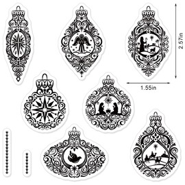 LANGFON Religion Clear Stamps for Card Making Decorative Lace Lantern Clear Stamps Nativity Transparent Silicone Stamps for DIY Scrapbooking Supplies Embossing Paper Card Album Decoration Craft