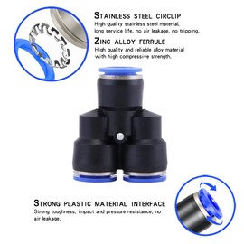 Leliafleury 20 Pcs 12mm Y-Shape Pneumatic Fittings Quick Release Pneumatic Connectors Plastic Push to Connect Fittings Air Line Connectors