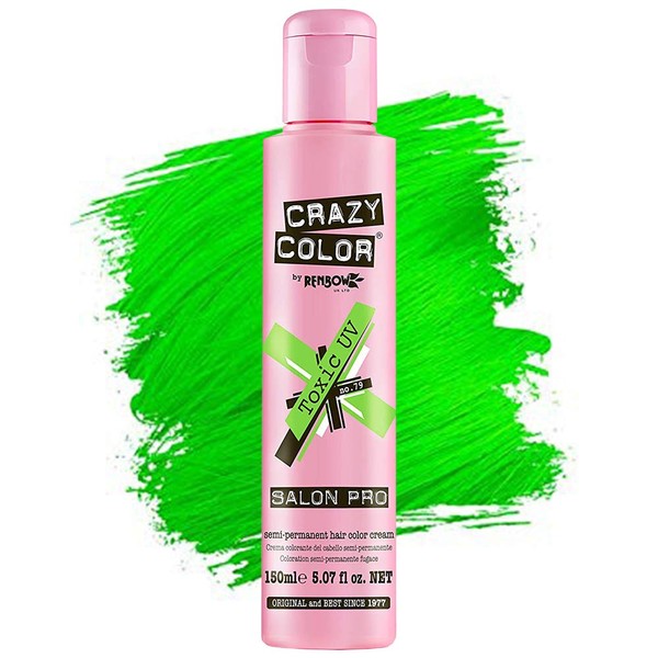 Crazy Color Hair Dye - Vegan and Cruelty-Free Semi Permanent Hair Color - Temporary Dye for Pre-lightened or Blonde Hair - No Peroxide or Developer Required (TOXIC)