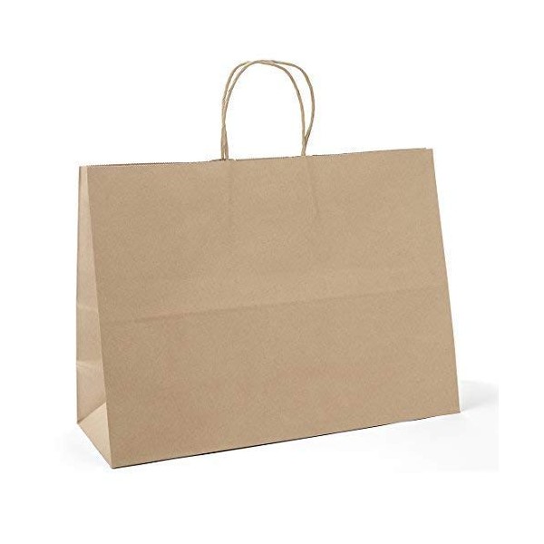 GSSUSA Gift Bags Large with Handles16x6x12 Brown 50Pcs, Kraft Paper Bags Bulk Bags for Small Business, Paper Shopping Bags, Grocery Bags, Shopping Bags for Boutique, Merchandise