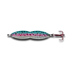 PK Flutter Fish Jigging Spoon - All Seasons Fishing Lure - Ice Fishing Lure - Vertical Jigging (Rainbow Glow, 3/8 oz)