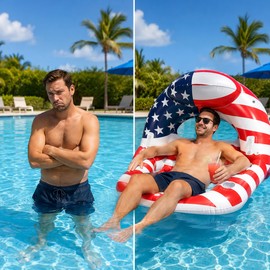 Inflatable Pool Float Chair with Detachable Sunshade – U-Shaped PVC Lounger for Summer Pool Relaxing