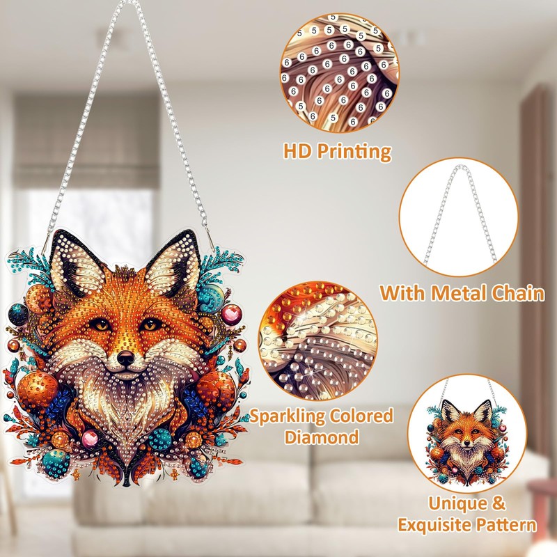 SENQAO Fox Diamond Art Hanging Kit for Adult, Special Shaped
