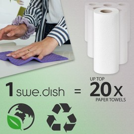 Sanni Shoo SWE.Dish - Paños de cocina suecos para cocina, limpieza y lavado, toallas de papel reutilizables, hechos de algodón y celulosa, absorbentes, sostenibles y ecológicos, juego de 12 (puntos naturales)