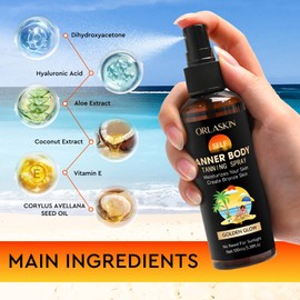 ORLASKIN Tanning Spray - Natural & Organic Ingredients, Self Tanner Spray, Body Skin Bronzer for Body, Deep Bronze Suitable for Swimming, Beach Climbing in Summer