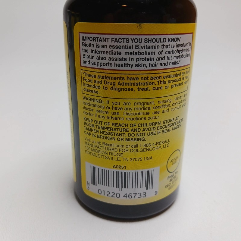 Rexall Biotin 1000 mcg Dietary Supplement 3-pack (180 Total Coated