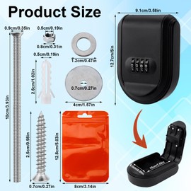 Magnetic Key Box with Combination Lock, Magnetic Key Holder Under Car Magnetic Key Hider with Strong Magnet Car Key Lock Box for Indoor Outdoor Hiding Spare Keys (Black)