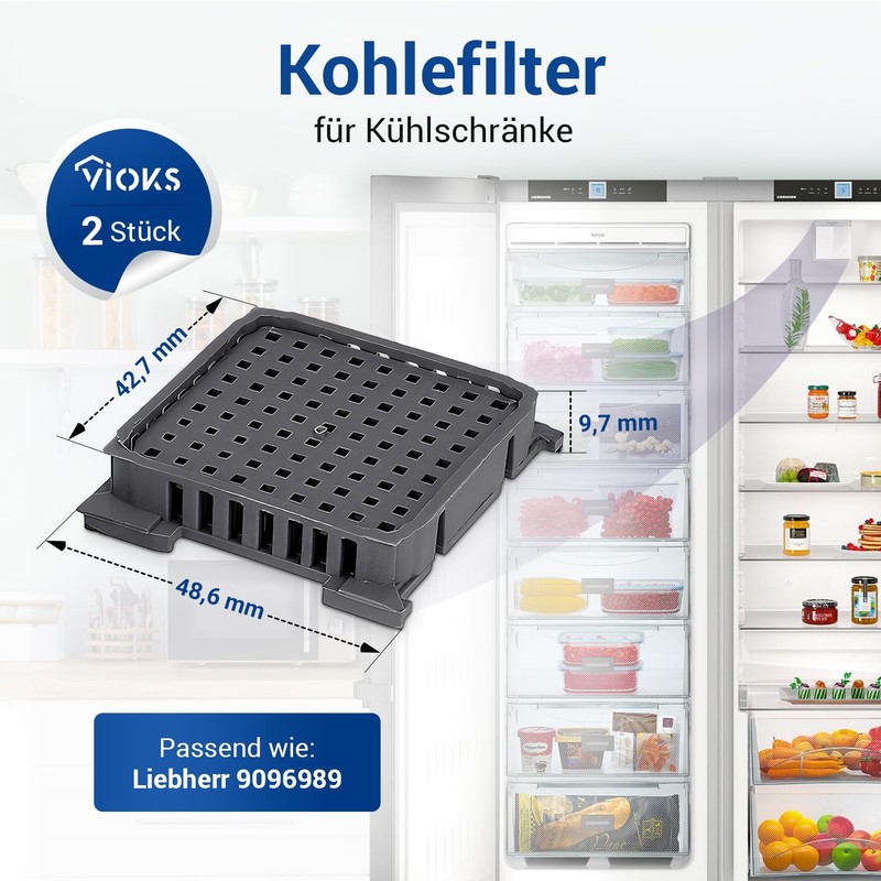 VIOKS 2 x Activated Carbon Filter Fridge Filter 48 x