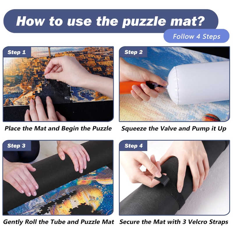 Jigsaw Puzzle Mat Roll Up - 3000 Pieces Large Gray