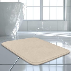 Alfombra de baño de lujo, 1 pieza de espuma viscoelástica, antideslizante y ultra suave, altamente absorbente, fácil de limpiar, beige (30 x 20 pulgadas)