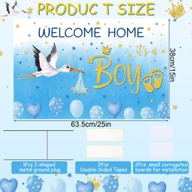 Welcome Home It's A Boy Yard Sign with Stake Gender Reveal Baby Shower Yard Sign Blue Stork Lawn Sign Welcome Baby Announcement Sign for Boy Party Decor Outdoor