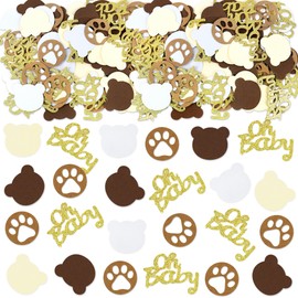 Cyodoos 100 Pieces Oh Baby Bear Confetti Baby Shower Paper Confetti Bear Table Confetti for Holiday Festival Party Table Glitter Confetti for Boy Girl Birthday Party Table Home Decoration