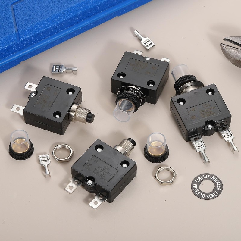 sourcing map 5PCS 20A Thermal Circuit Breakers, 125/250V AC,32/50V DC