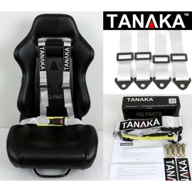 TANAKA 1 TANAKA UNIVERSAL GRAY GREY 4 POINT BUCKLE RACING SEAT BELT HARNESS