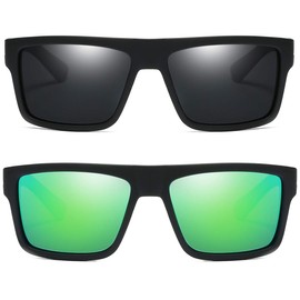 Tramean Retro Polarized Sunglasses for Men and Women Classic Vintage Square Sun Glasses UV400 Protection,2 Pack