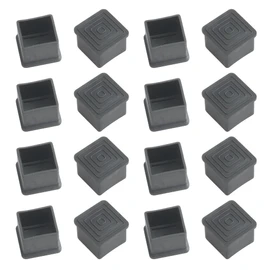 16Pcs 1"x1" Square Rubber Furniture Leg Caps Chair Cover Foot Table Bed Floor Protectors Black(25mm x 25mm)