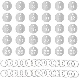 Hiitom Door Number Tag, Cloak, Double Sided, Door Number Tag, Luggage Tag, Coil Bracelet, Stainless Steel, For Business Control, Locker, Key Label Tag, Waterproof, High Temperature Resistant, Includes