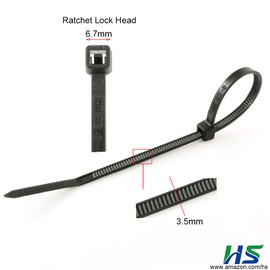 HS Durable Plastic Zip Ties 8 Inch (Bulk-1000 Pack) UV Black Cable Ties 40 Lbs Self-Locking Plastic Ties Width 1/8 Inch,Outdoor Purpose