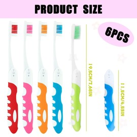 Faltbare Zahnbürste, tragbare Zahnbürste, für unterwegs, bequem, weich, tragbar, zusammenklappbar, für Erwachsene und Kinder, Reisen, Camping, 6 Farben, 6 Stück