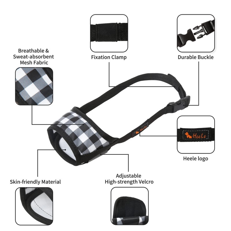 HEELE Dog Muzzle,Soft Nylon Muzzle Anti Biting Barking Chewing,Air Mesh