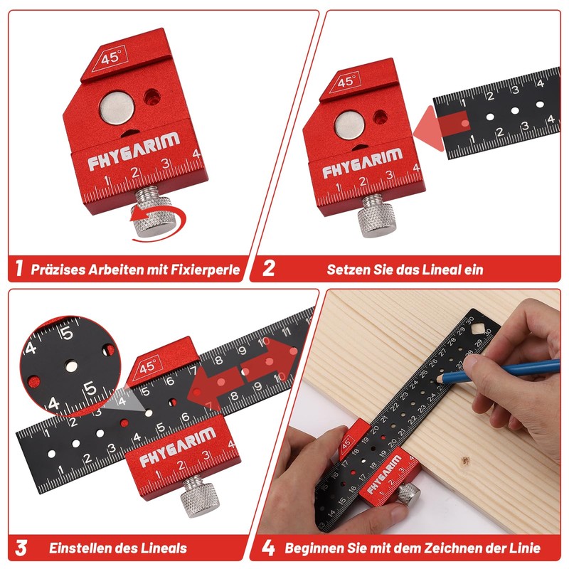 Marking gauge, scribing tool, carpenter's square, stop ruler for marking
