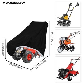 VWACBOAW Rototiller Cover, Universal Rototiller Cover with Elastic Band, 420D Heavy Duty Oxford Fabric, Wind-Proof/Rain-Proof/Anti-UV/Dustproof (61 * 30 * 24/55in,Black)