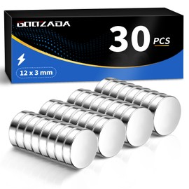 GOOZADA 30Pcs Refrigerator Magnets, 12x3 mm Small Disc Fridge Magnet, Mini Multi-Use Round Silver Magnets for Office, Whiteboard,Kitchen